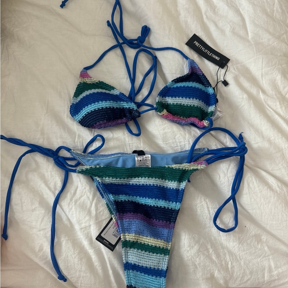 PrettyLittleThing Striped Bikini Set